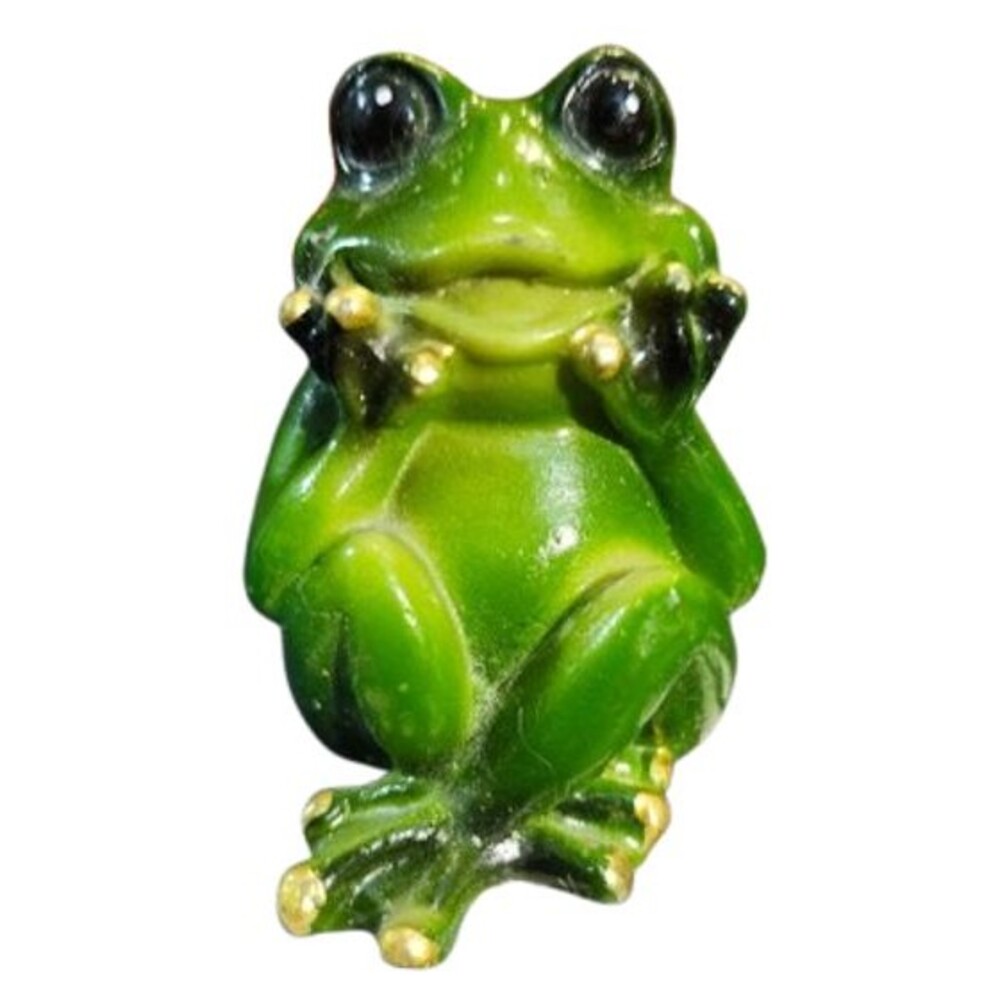 T10 Green Resin Frog Meditating/ Thinking Figurine 2.5 Inches Tall